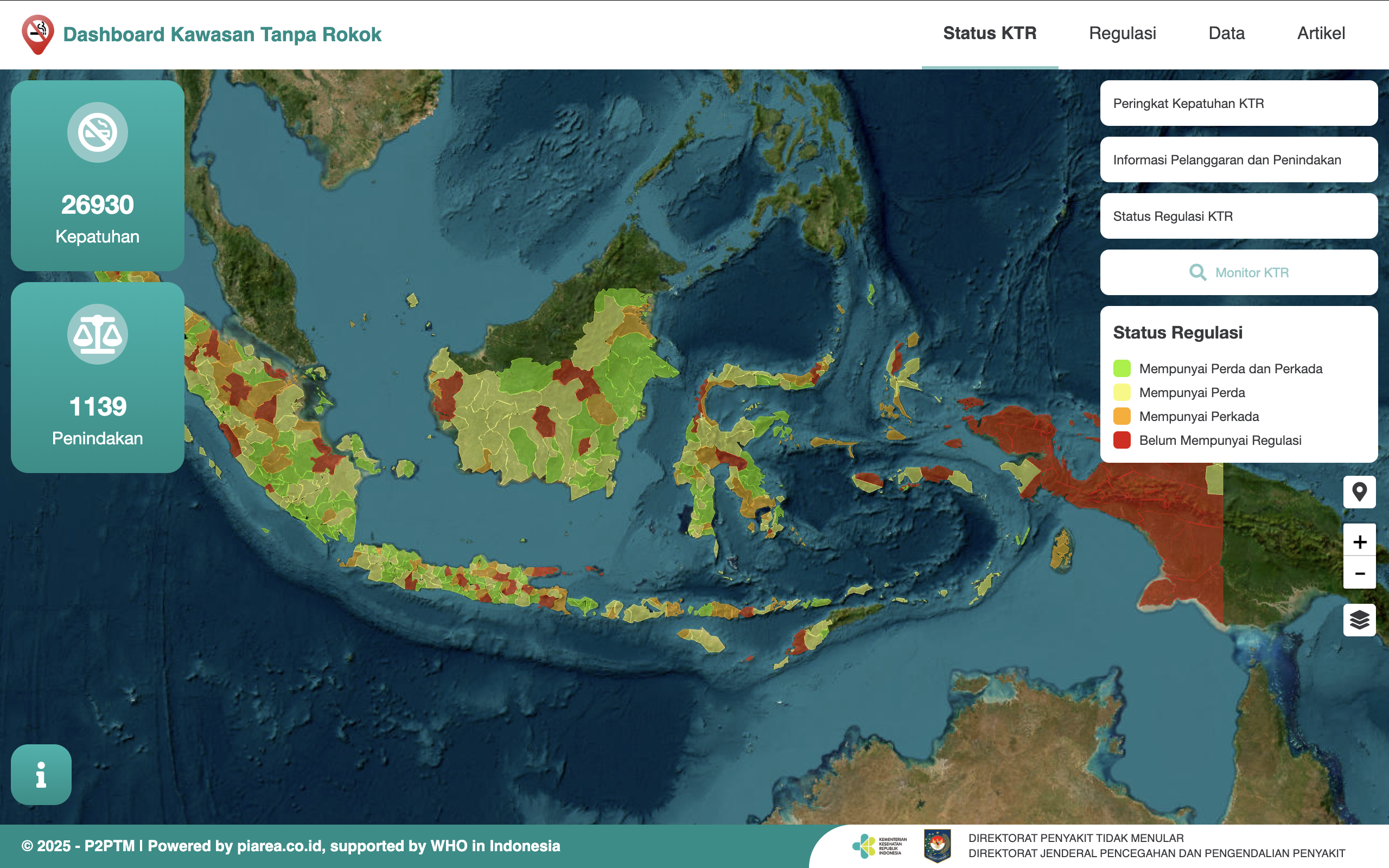 Dashboard Kawasan Tanpa Rokok - KTR